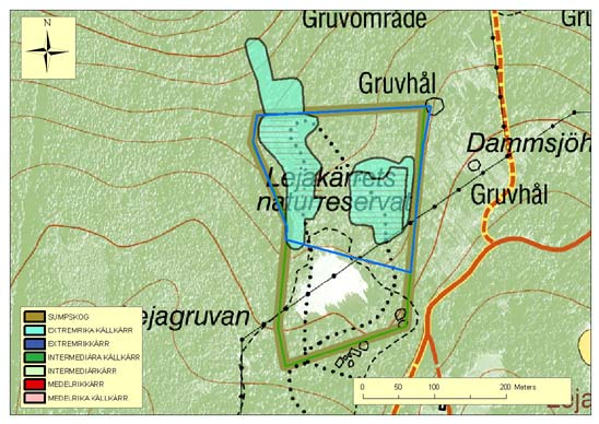 Lejakärret 11F2B36/37 Lejakärret 1 och 2, Lindesbergs kommun, Klass 1 Naturreservatet Lejakärret är beläget strax nordväst om Enbergatorp, i Lindesbergs kommun (figur 13).