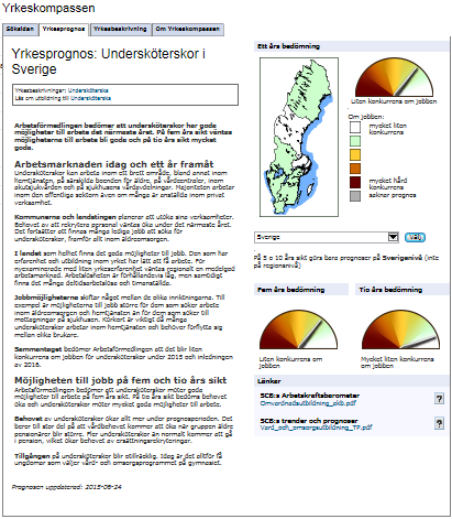 Yrkeskompassen Jobbmöjligheter är ett komplement till Yrkeskompassen Bedömning av arbetsmarknadsläget inom ett urval av cirka 200 yrken - idag samt om 12 månader Yrkesbarometern är ett arbetsverktyg