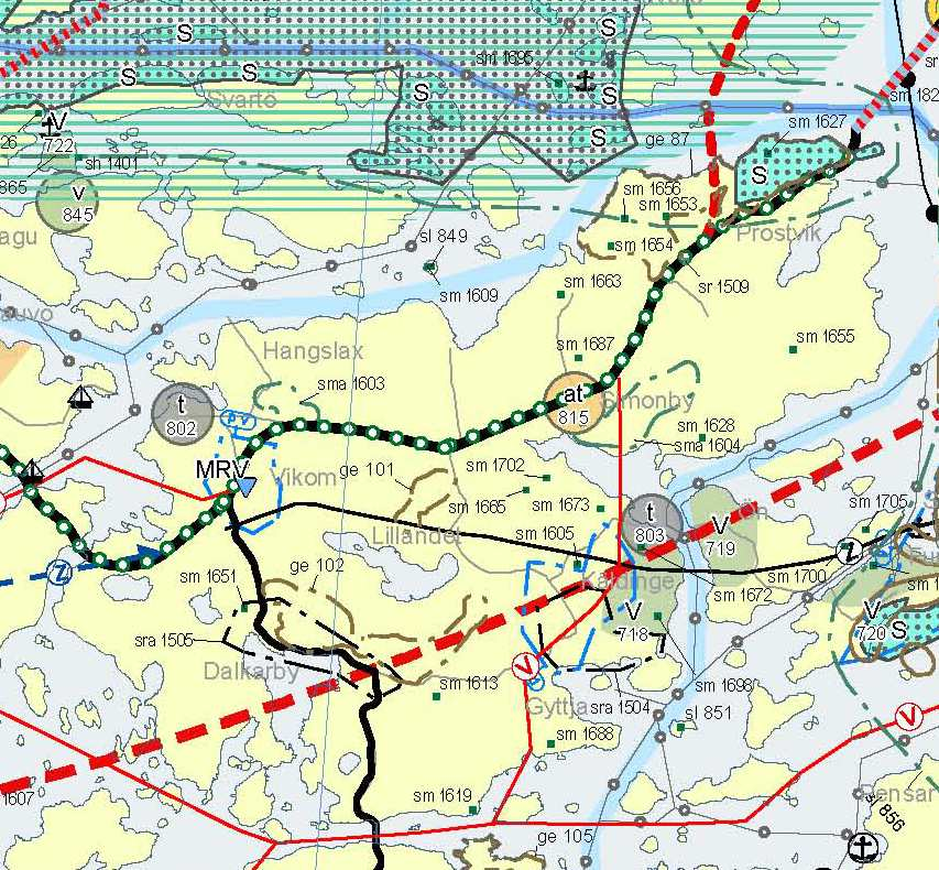 Bilaga/Liite 2 UTDRAG UR LANDSKAPSPLANEN OTE MAAKUNTAKAAVASTA MRV Jord- och skogsbruks-, / frilufts- / rekreationsområde Maa- ja metsätalous-, / retkeily- / virkistysalue Riktgivande friluftsled
