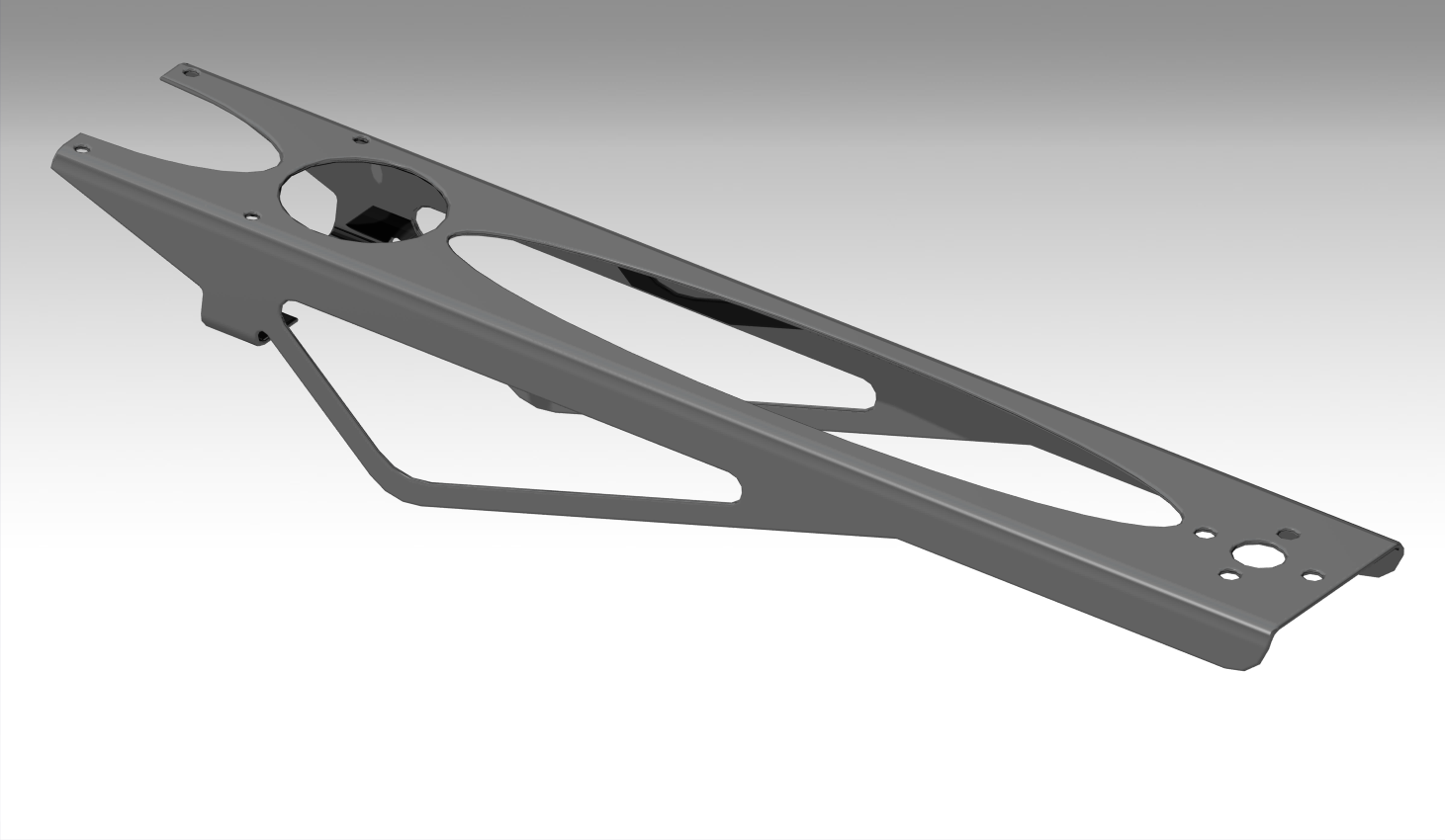 Figur 4.14: 3D-vy av koncept 2 Figur 4.15: Sidovy av koncept 2 Koncept 2 har en annan typ av bågar än koncept 1, i tabell 4.