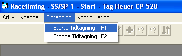 4. Tidtagning För att starta tidtagning, markera Tidtagning i menyraden och välj Starta Tidtagning (fig.