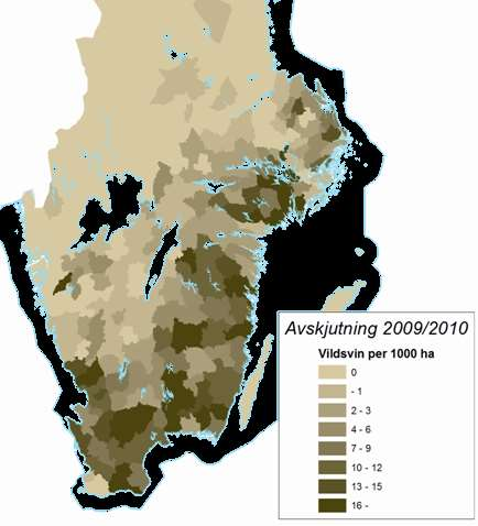 Sverige, avskjutningen återspeglar relativt väl dagens