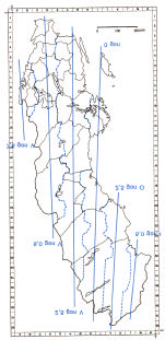 6.5.1 Medelmeridianerna De standard varianter av Gauss projektion som används i Sverige och i applikationen är: Grader öster om Greenwich. 7,5 gon V 11 18 29.8 5,0 gon V 13 33 29.8 2,5 gon V 15 48 29.