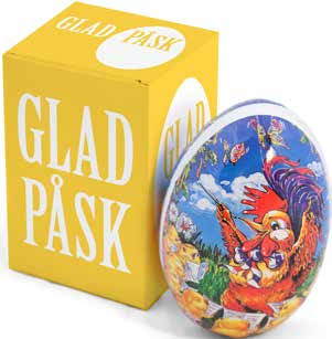 levereras i unik box bara hos oss! Våra ägg levereras i en trevlig gul box med Glad Påsk-hälsning. Finns i storlekarna 12, 15, 18, 23 och 30 cm. PÅSKÄGG 12 CM LYX fr.