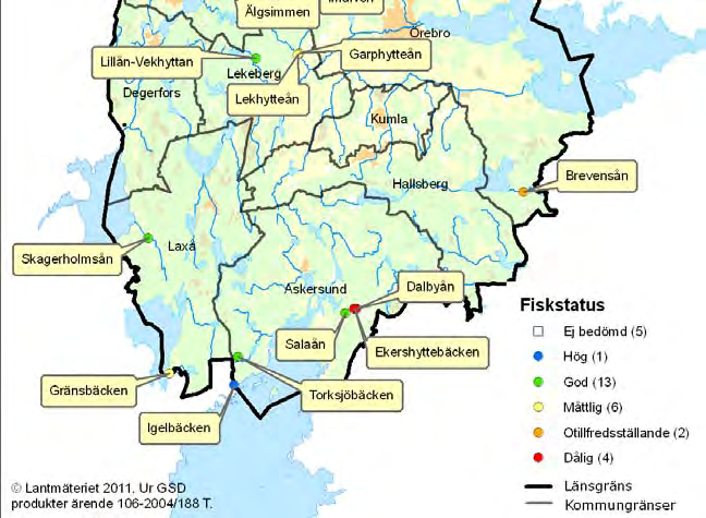 Fiskundersökningar i 26 vattendrag och 5 sjöar i Örebro län 2010