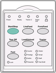 Så här låser du upp kontrollpanelen: 1 Stäng av skrivaren. 2 Håll Load/Unload (Lägg i/ta ur) och Tractor (Traktor) intryckt samtidigt som du slår på skrivaren. Välja ett traktorläge Obs!
