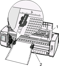 Anmärkningar: Om Auto Cut Sheet Load (Automatisk matning till startläge) är inställd på On (På) matas papperet automatiskt till Top-Of-Form (Överkant på sida).
