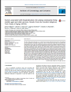 Swedish Adoption/Twin Study of Ageing (SATSA) RESULTAT STUDIE 3 Proportional Hazards Regression Model of Time to Hospitalization stratified into age-groups and sex, all variables have been included