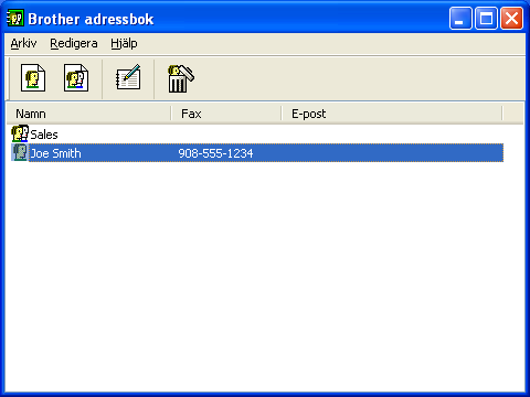 Brother PC-FAX-program (endast för MFC-modeller) Brother adressbok 5 a Klicka på Start-knappen, Alla program, Brother, MFC-XXXX (där XXXX står för modellnamnet),