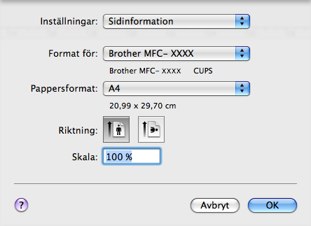 Utskrift och faxsändning Använda Brothers drivrutin för bläckskrivare 8 Välja sidinställningsalternativ 8 a Från ett program som t.ex.
