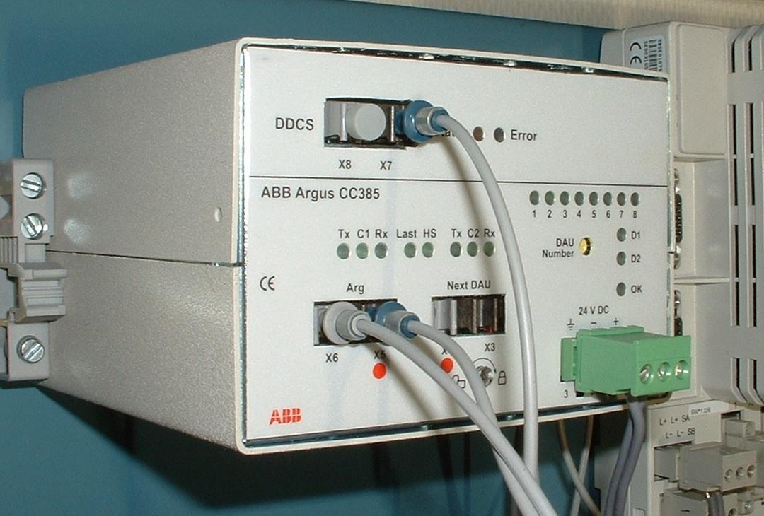 ABB Argus CC385 ABB DDCS Interface ABB DDCS interface Type: ABB DDCS, ABB DriveBus (DDCS+), ABB ModuleBus. Communication media: Optical fiber. POF Ø1mm eller HCS Ø 200 m.