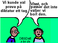 Diktatur = Innebär att det är en ledare eller ett parti som styr i ett land. Folket har alltså ingen makt och får heller inte vara med och bestämma hur landet ska styras.