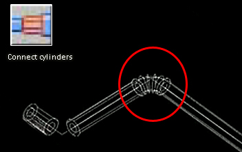 Kap.2 Programvaror Figur 2.15 Kommandot connect cylinders. Inringat område visar den del som skapats 2.3.7. Kortkommandon Precis som i vanliga AutoCAD finns flera kortkommandon i Kubit PointCloud.
