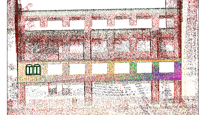 Kap.3 Analys Figur 3.1 Inritad vägg i Scan to BIM med "Deviation" aktiverat.