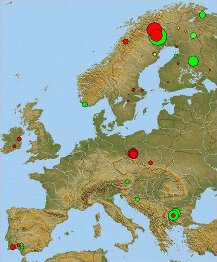 8 (62) Fig. 2: Metallmalmsgruvor i EU inkl Norge.