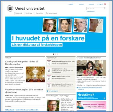 Börja här: på UmU:s hemsida eller på UB:s På alla Umeå universitets webbsidor