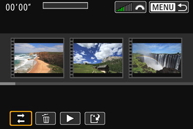 Funktion T Flytta snapshot L Ta bort snapshot 7 Spela upp snapshot Beskrivning Tryck på knapparna <Y> <Z> för att välja det videosnapshot som du vill flytta på och tryck sedan på <0>.