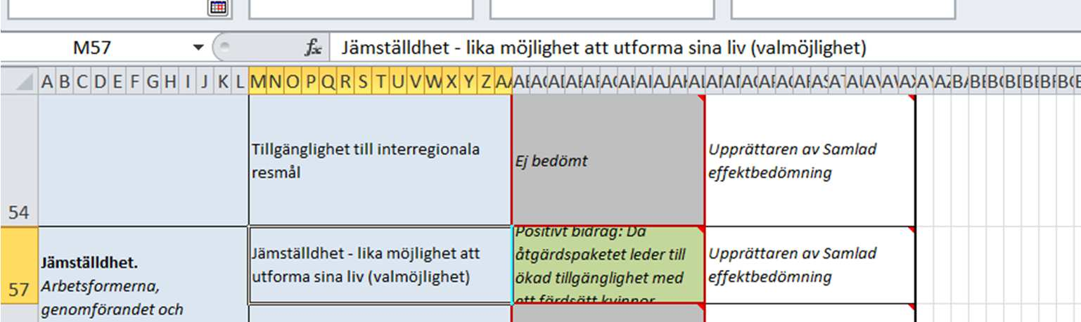 Dessa underrubriker utgör en väsentligt förbättrad konkretisering jämfört med hur detta formulerades i de samlade effektbedömningar som användes i föregående åtgärdsplanering ( Bidrag till ett