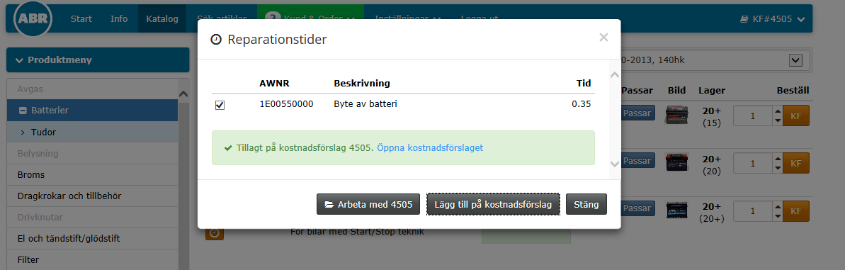 Klicka på knappen Arbeta med xxxx för att