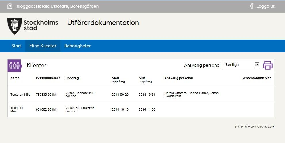 12 (37) Skriv ut ( ) Skriver ut listan på klienter. Om listan filtrerats så är det den filtrerade listan som skrivs ut.