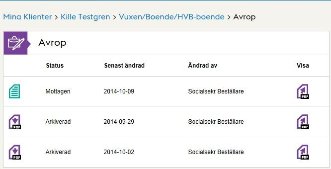 22 (37) Det kan finnas flera versioner av avrop för uppdraget. Här får välja vilken version du vill titta på.