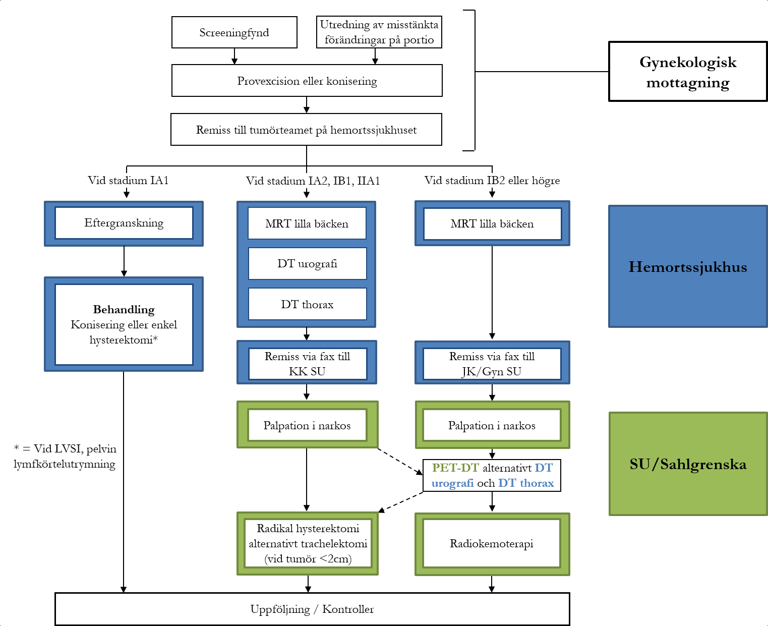 3. PATIENTENS VÄG GENOM VÅRDEN Här presenteras en beskrivning av hur patienternas väg genom vården ser ut för patienter i Västra sjukvårdsregionen med livmoderhalscancer.