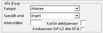 Personal - redovisning till Fora (AFA) Om företaget har avtal om AFA-försäkringarna och Avtalspension SAF- LO, ska du i Personalregistret på flik Årsuppgifter ha fyllt i hur de anställda ska
