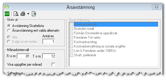 Skattelista årsavstämning När den sista lönen för året är utbetald är det lämpligt att göra avstämning av inbetalda skatter och arbetsgivaravgifter för året.