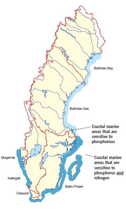 Rening av avloppsvatten Kraven för kväve gäller för utsläpp i havs- och kustvattenområdet från norska gränsen till och med Norrtälje kommun om utsläppet kommer från tätbebyggelse med 10 000 pe eller