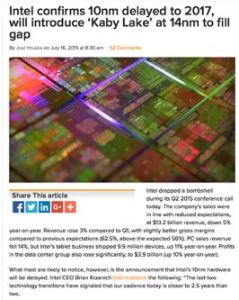 Andra företag har demonstrerat FinFET:ar vid 10 nm och 7 nm, men inte i produktion.