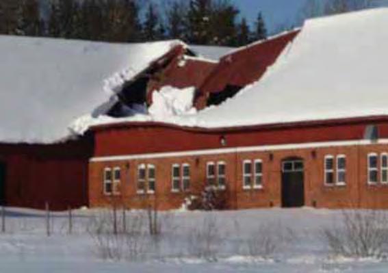 snölast Snöficka mellan sammanbyggda tak