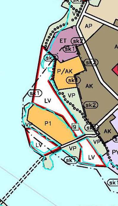 kvartersområdena på Sundsparkens strandzon samt Smulteröns kvartersområden anvisats som område för service och förvaltning, där boende har föreslagits som alternativ användning (P/AK).