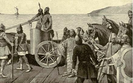 kr. Slaget vid Thermopyle år 480 f.kr. Enligt myten var det vid Thermopyle som hjälten Leonidas med 300 man länge höll stånd mot persernas gigantiska armé.
