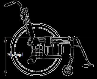 Sitthöjd bak Drivhjulposition 20" pos G 34 cm 20" pos F 36 cm Sitshöjd bak 45 cm 20" pos E 38 cm 24" Drivhjul i pos D, balansläge pos 4 20" pos D 40 cm 6,5" länkhjul