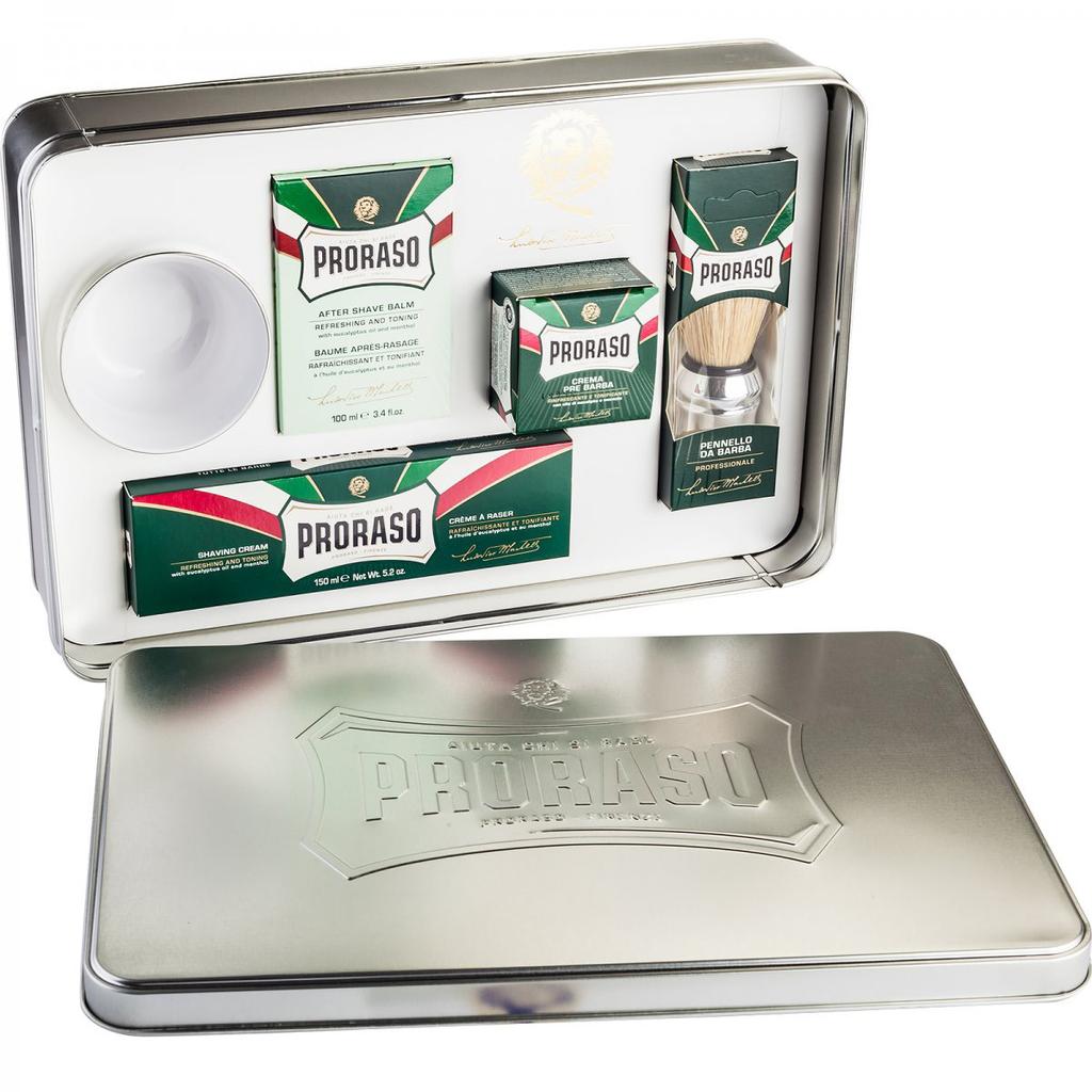 SHAVING KIT Detta rakkit är en perfekt present med klassiska rakprodukter från Prorasos signaturserie Refreshing eucalyptus.