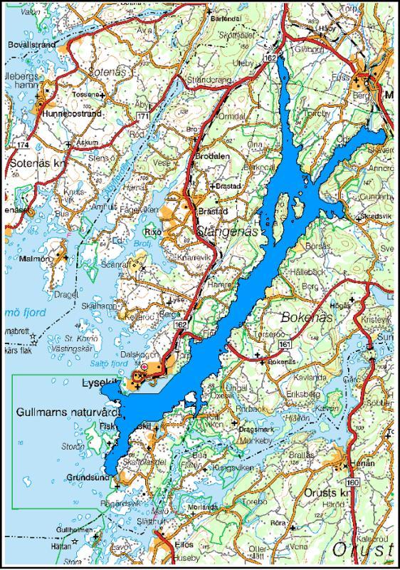 2.2 Mätområdet: Mätområdet definieras enligt anbudet och täcker hela fjordområdet samt områden i direkt anslutning till fjordens tröskel.