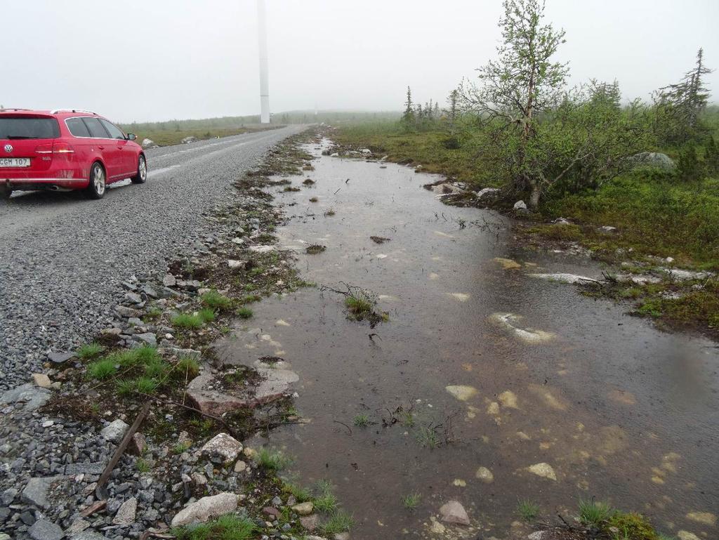 bredare front i dessa partier av myrarna och att det lokalt kan leda till viss påverkan genom att stora mängder vatten ansamlas i delar av myren i tidigare mer jämnt belastade myrområden (se Figur 9).