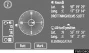 GRUNDLÄGGANDE FUNKTIONER KOMPASSFUNKTION Bilens aktuella position anges med hjälp av en kompass i stället för en karta.