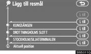 Växlar till beräknad ankomsttid. 1. Tryck på Rutt. Växlar till beräknad restid. Visas under körning utanför den vägledda resvägen. Resmålsriktningen indikeras med en pil.