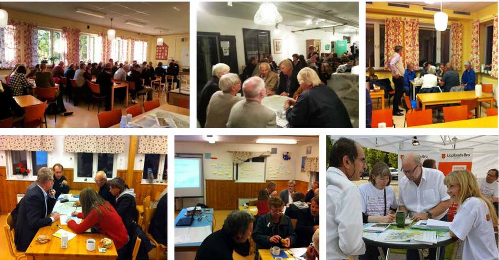 Bilder från tre olika medborgardialogmöten under programsamrådet och samtal om landsbygdsprogrammet på