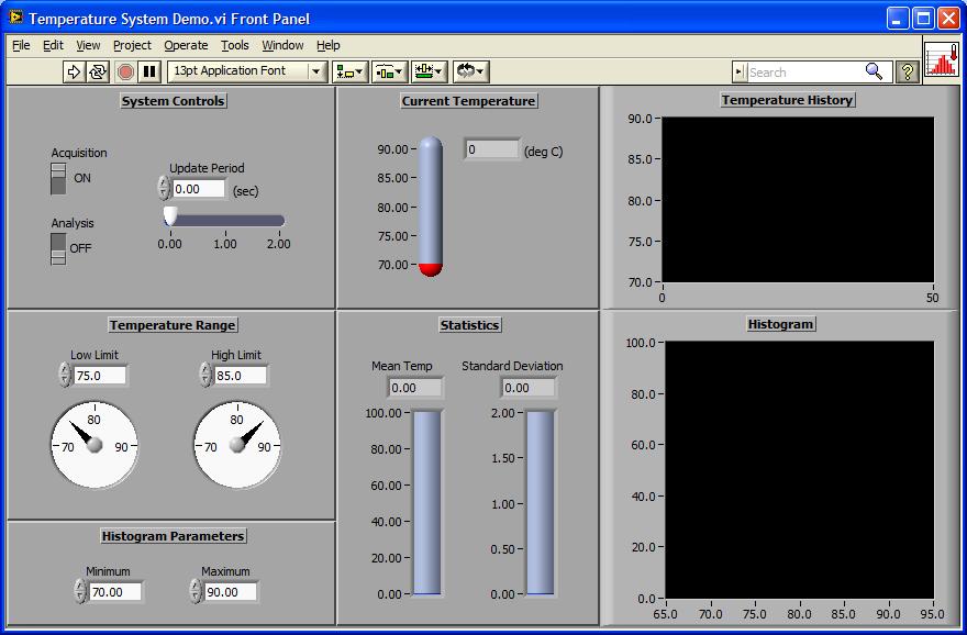 Lektion: Mätsystem 9 Figur 3: Frontpanel till ett virtuellt instrument för temperaturmätning. Figur 4: Verktygspaletten (Tools).