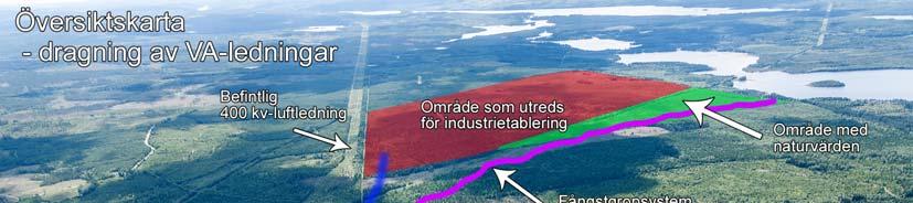 22, KF 2017-03-16 10:00 / Bilaga: Planbeskrivning Midskog 25 Antagandehandling Planerad dragning av ledningarna från Indalsälven har studerats så att de inte ska gå genom fångstgropsystemet eller