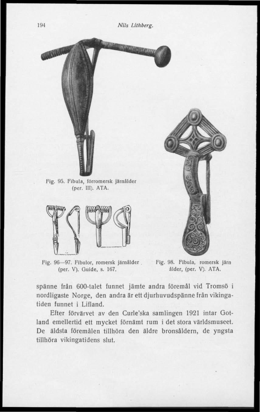 194 Nils Lithberg. Fig. 95. Fibula, förromersk järnålder (per. III). ATA.