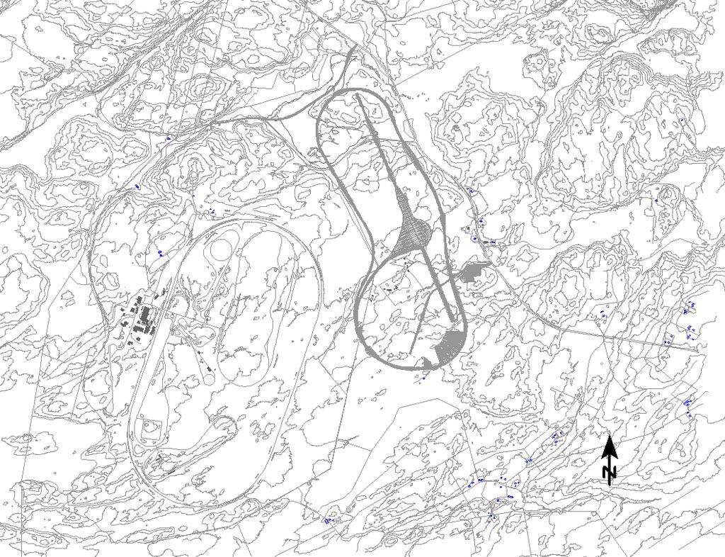 Den planerade provbanan, mellan Volvos provbana i väster och länsväg 180 i öster. Uppdragsgivare Ramböll Sverige AB, genom Job van Eldijk.