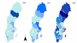 69. Figur H-25 nedan illustrerar ökningen av trombolysbehandling per landsting och år Figur H-25.