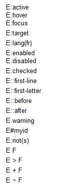 pseudo-classes (:hover, :focus, :active) :before, :after pseudo-element Target