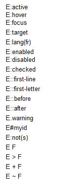 pseudo-classes (:hover, :focus, :active) :before, :after pseudo-element Target