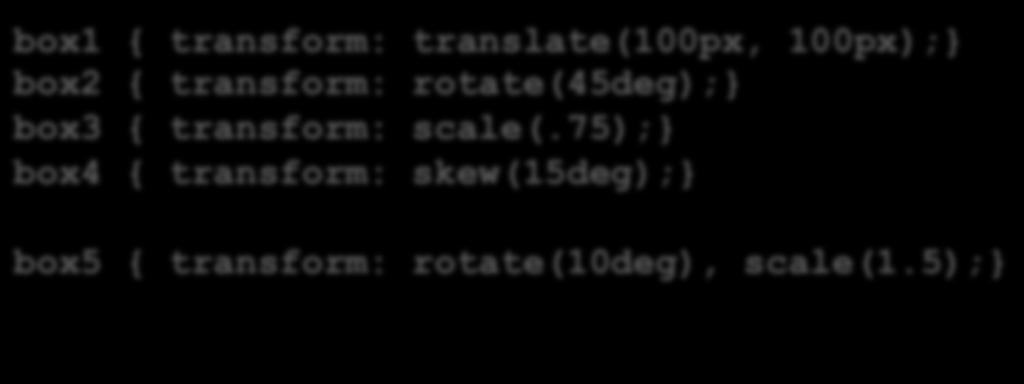 translate(100px, 100px); box2 {