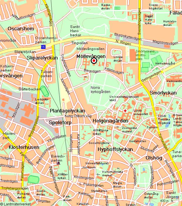 Karta Baravägen 3, 22240 LUND, Busshållplats: Lund Regionhuset