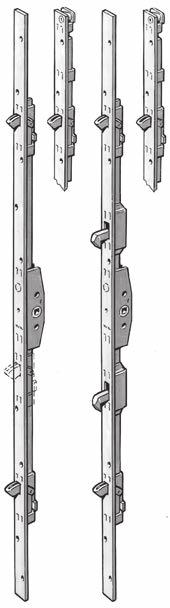 Assa spanjolett S1151 och S2151 måttbeställd För inåt- och utåtgående enkeldörr eller enluftsfönster, samt tvåluftsfönster med post. Kantskena: 25 2 mm. Handtagshöjd: Valfri. Kolvstång: Stående.